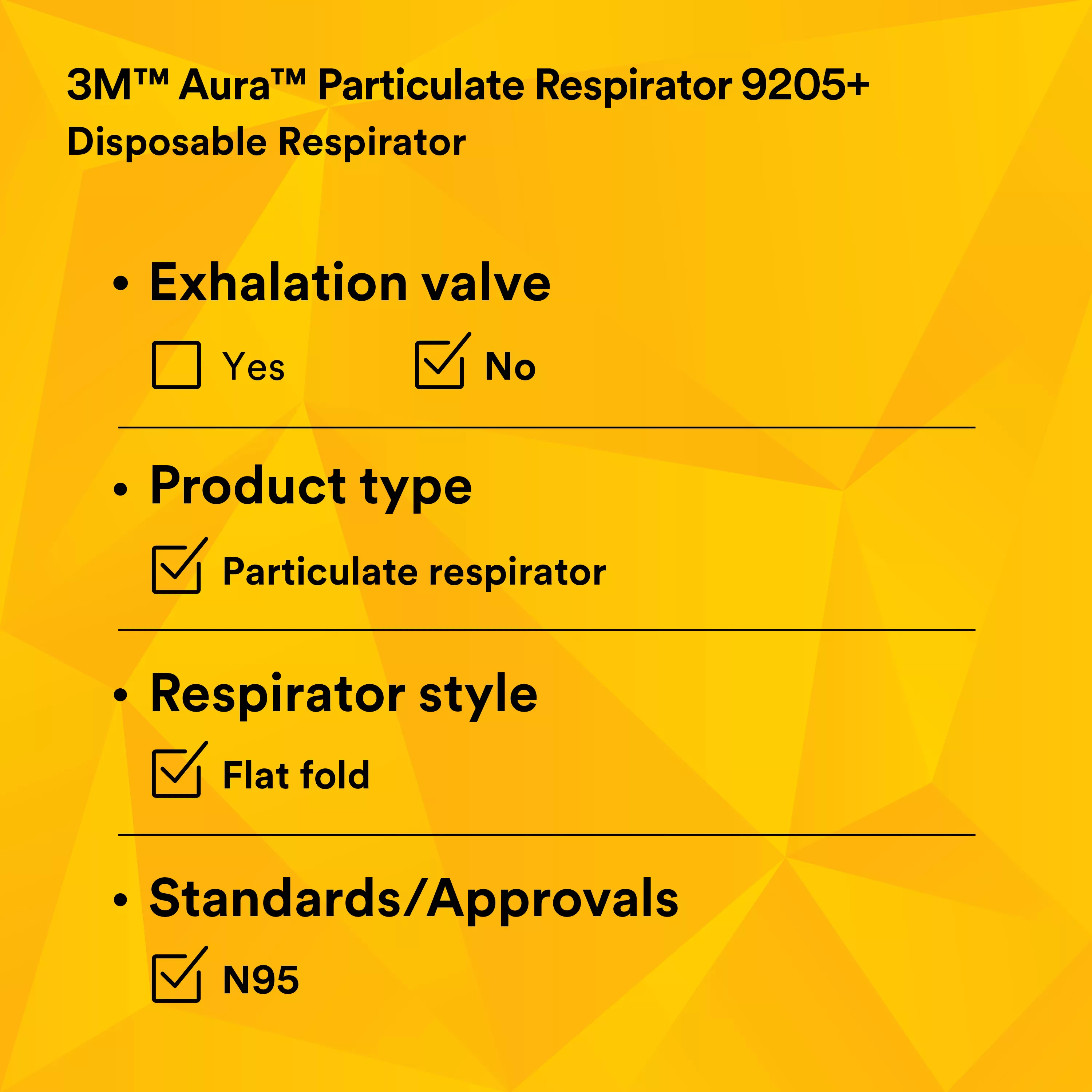 SKU 7100232940 | 3M™ Aura™ Particulate Respirator 9205+