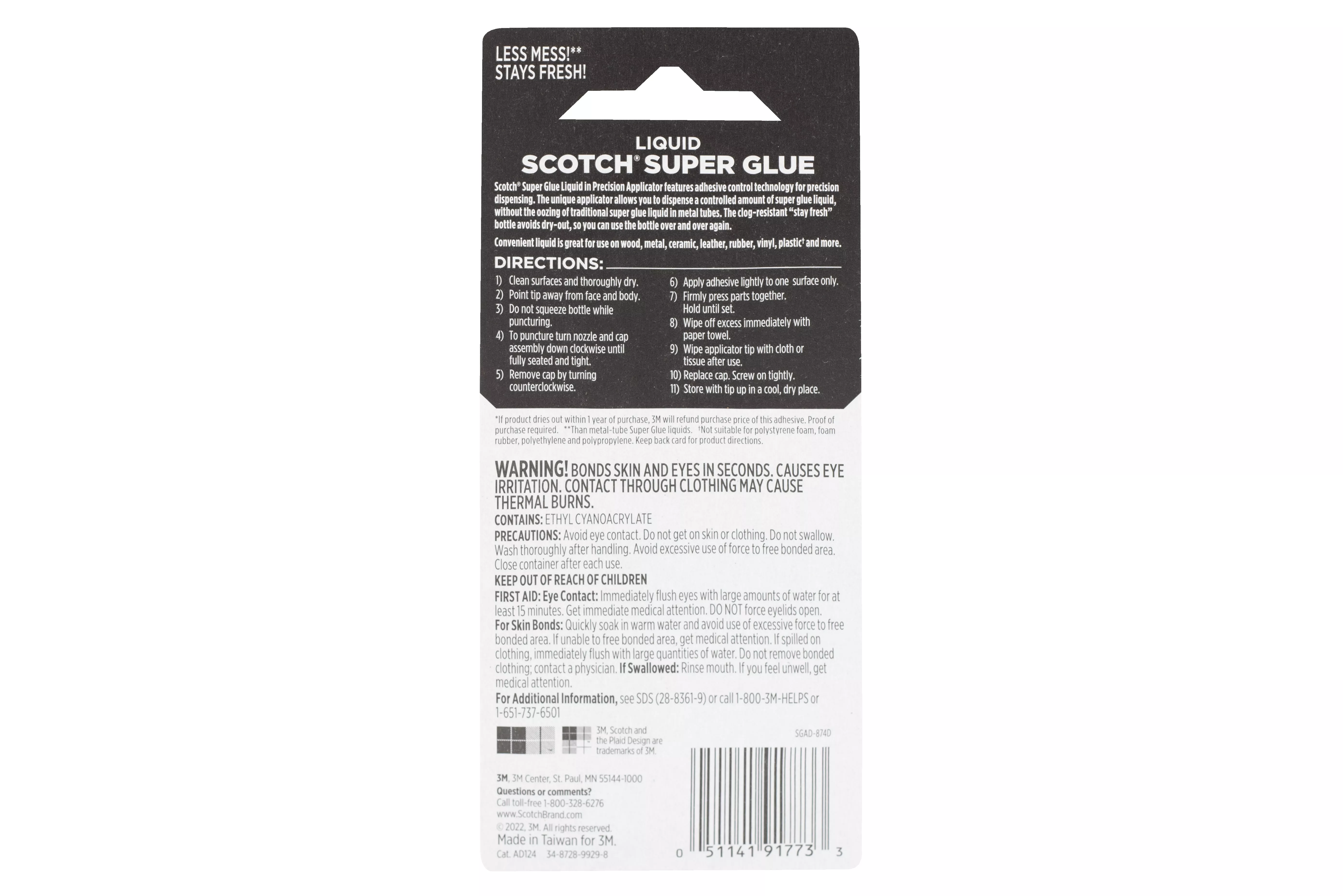 SKU 7100045780 | Scotch® Super Glue Liquid in Precision Applicator