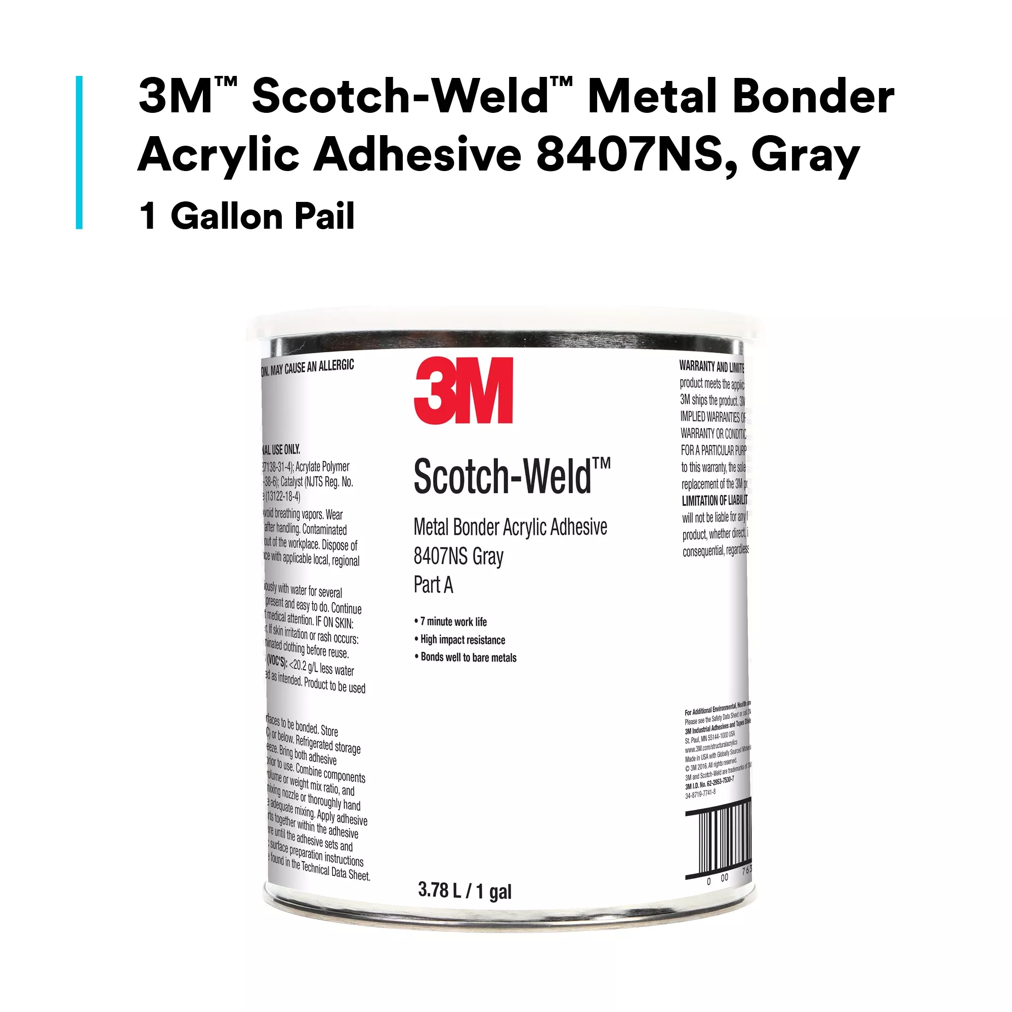 SKU 7100179264 | 3M™ Scotch-Weld™ Metal Bonder Acrylic Adhesive Bead Free 8407NS