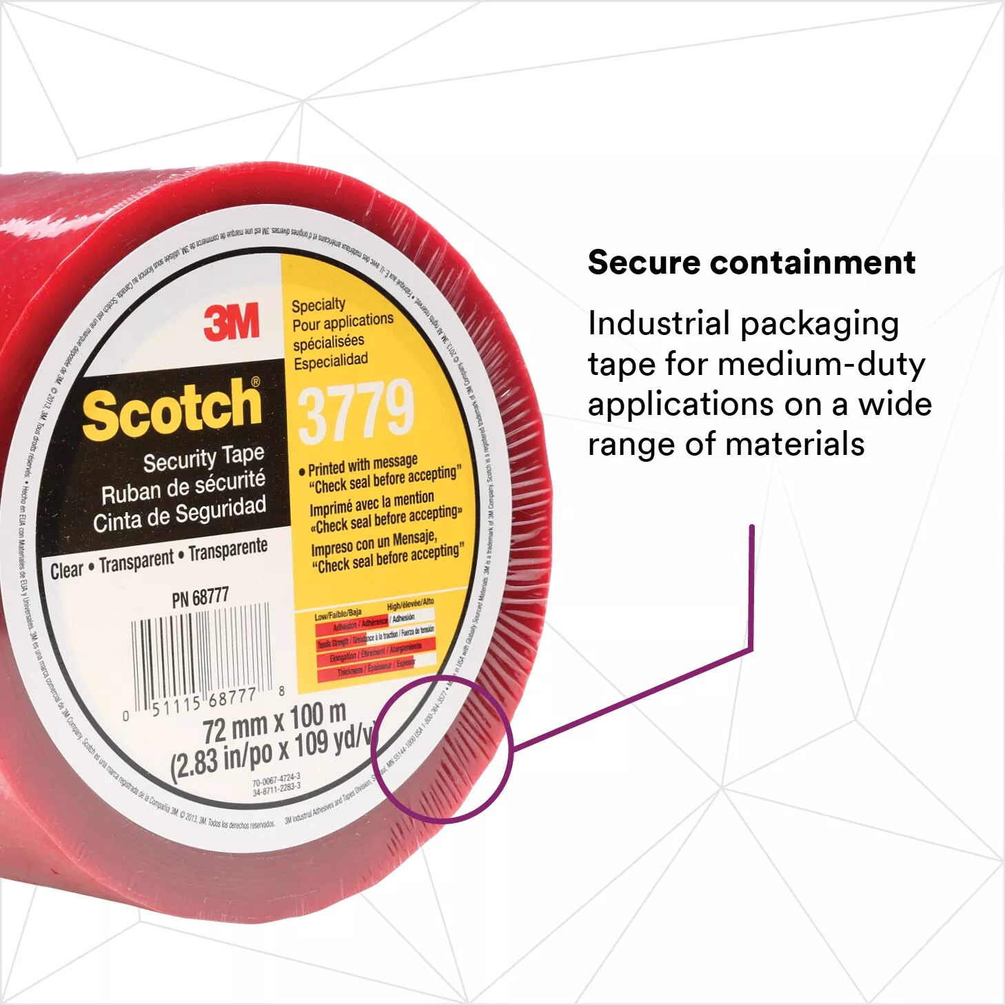 SKU 7100023368 | Scotch® Security Message Box Sealing Tape 3779
