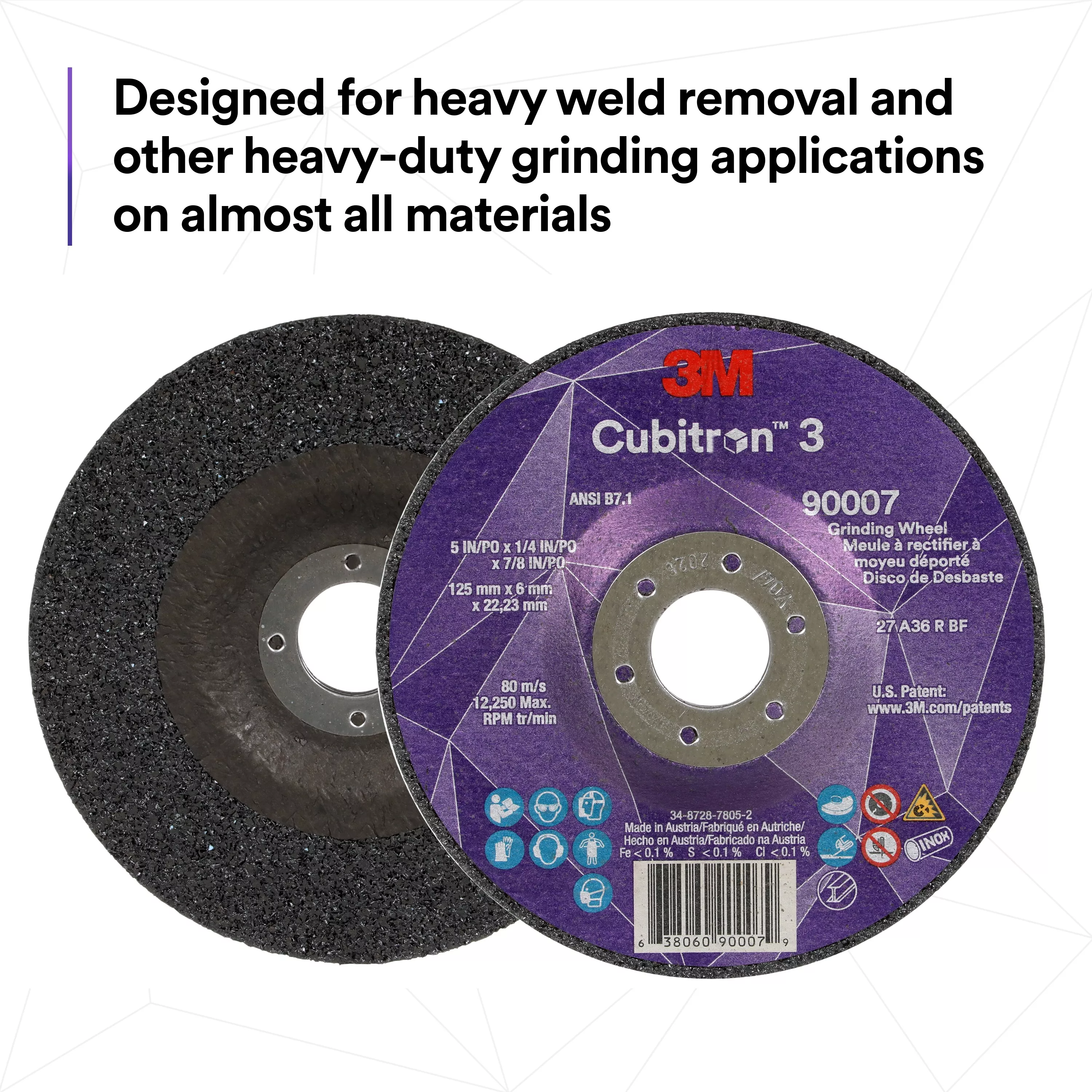 SKU 7100303967 | 3M™ Cubitron™ 3 Depressed Center Grinding Wheel