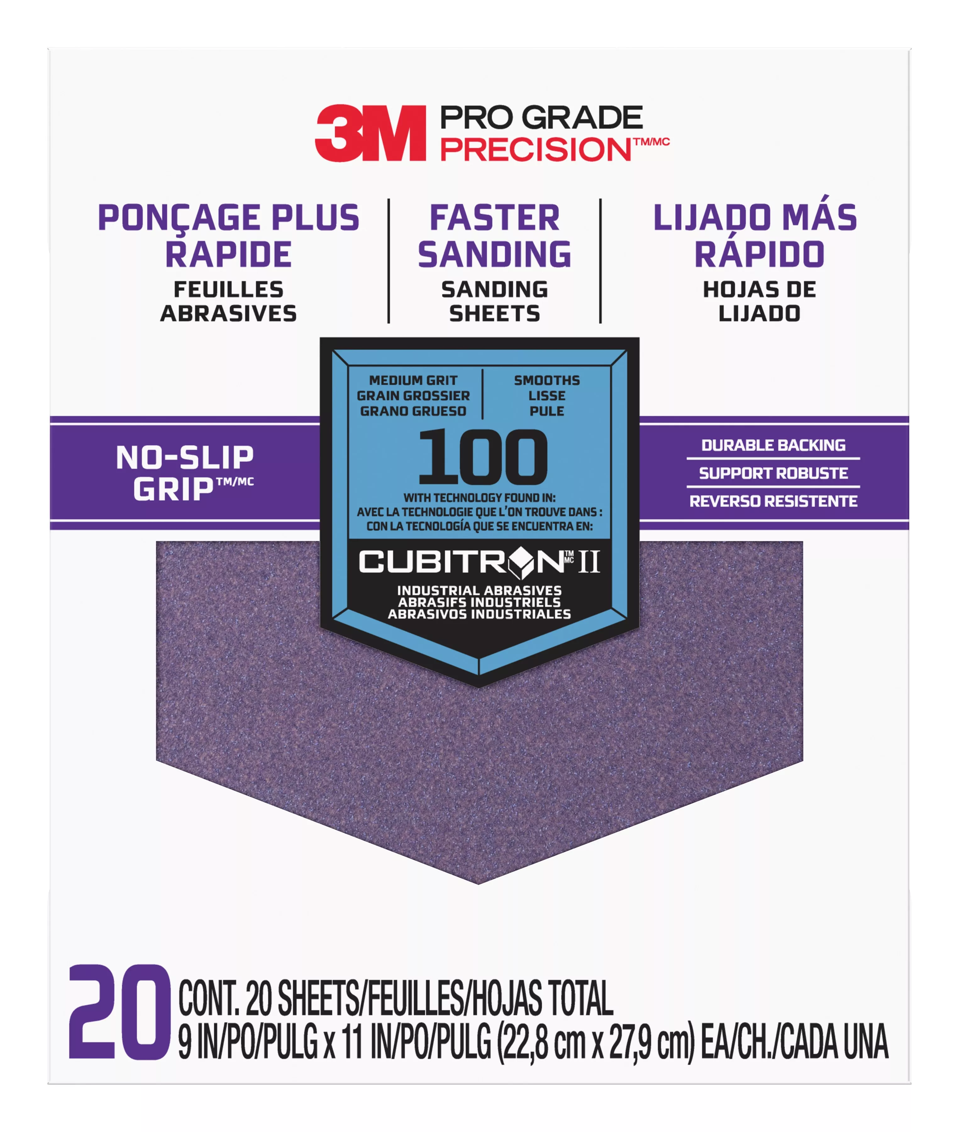 SKU 7010417805 | 3M™ Pro Grade Precision™ Faster Sanding Sanding Sheets 100 grit Medium