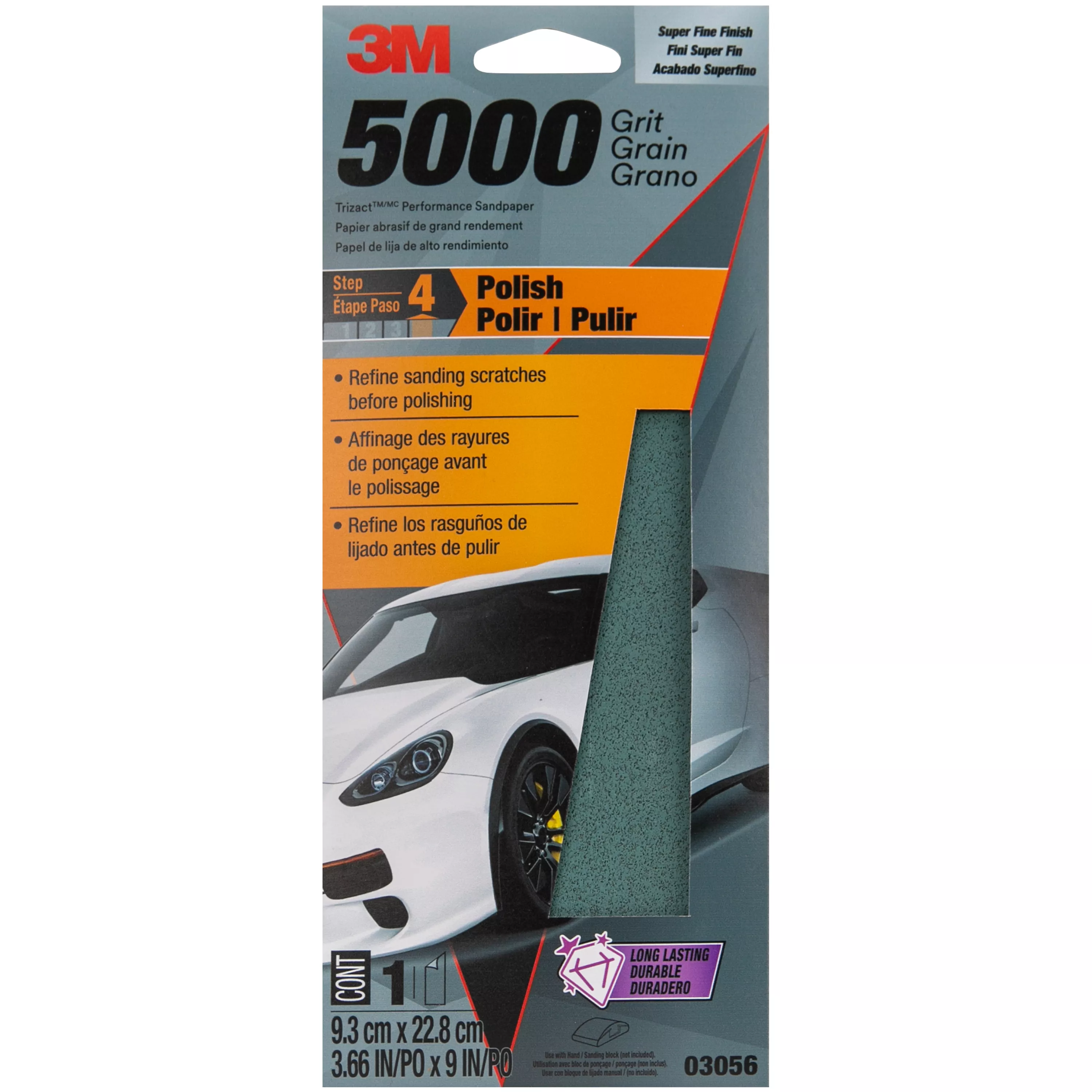 3M™ Trizact™ Performance Sandpaper, 03056, 5000, 3 2/3 in x 9 in, 20 packs per case