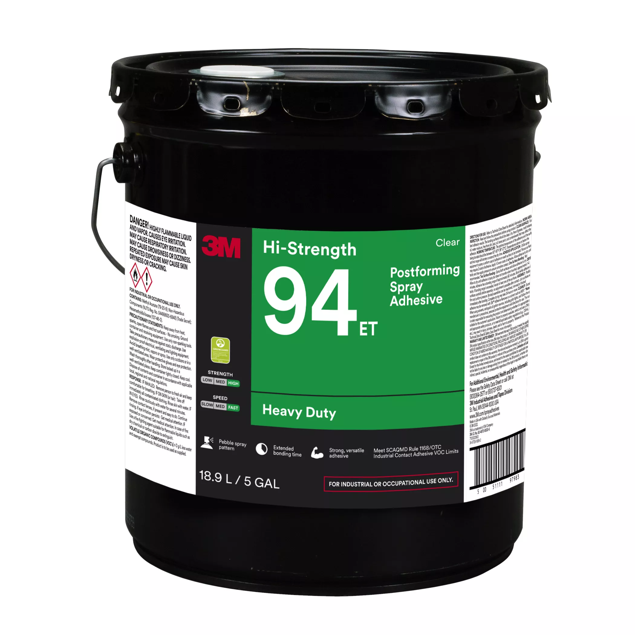 3M™ Hi-Strength 94, ET Adhesive, Clear, 5 Gallon (Pail), Drum