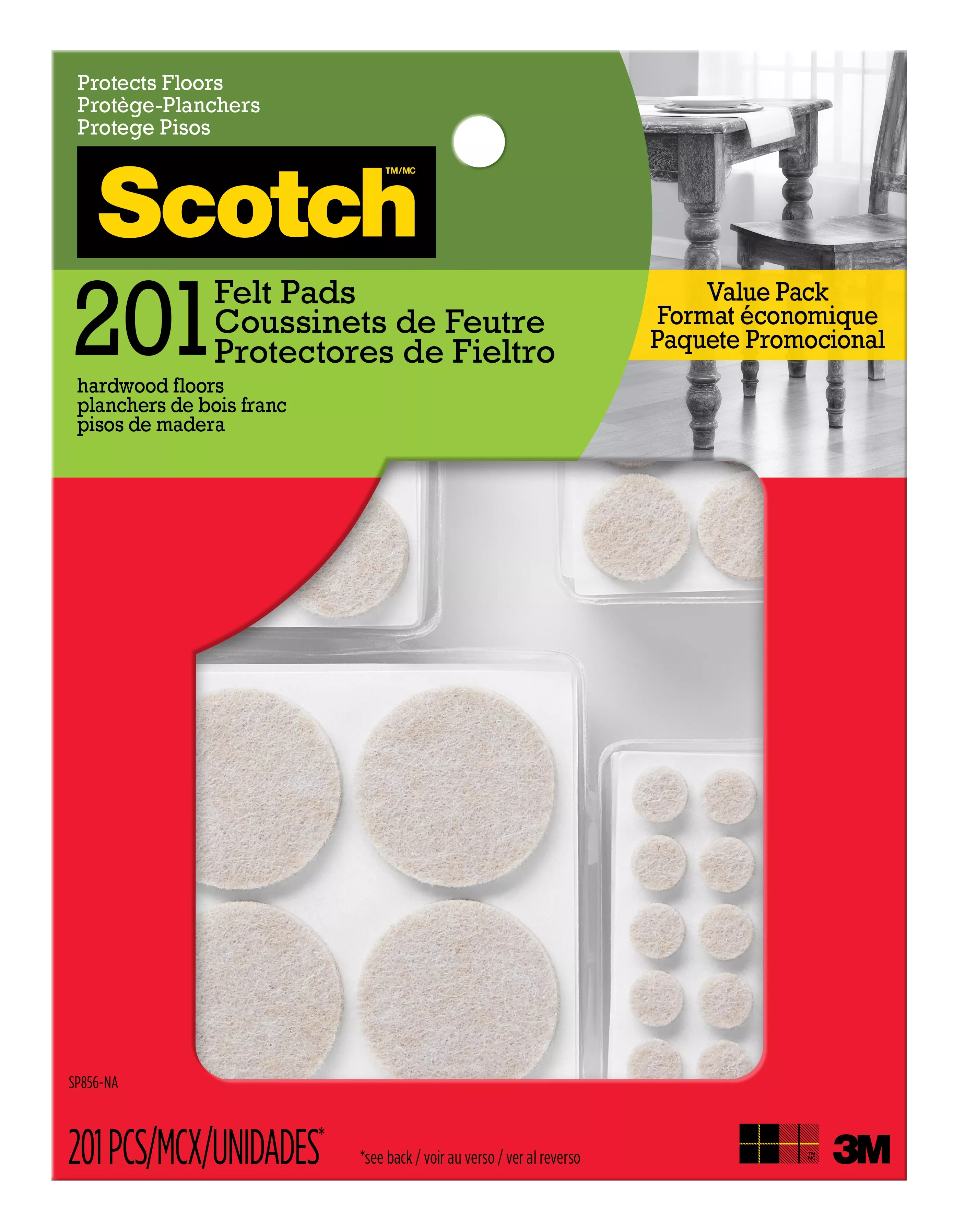 Scotch™ Felt Pads SP856-NA, Round, Beige Assorted 201/pk