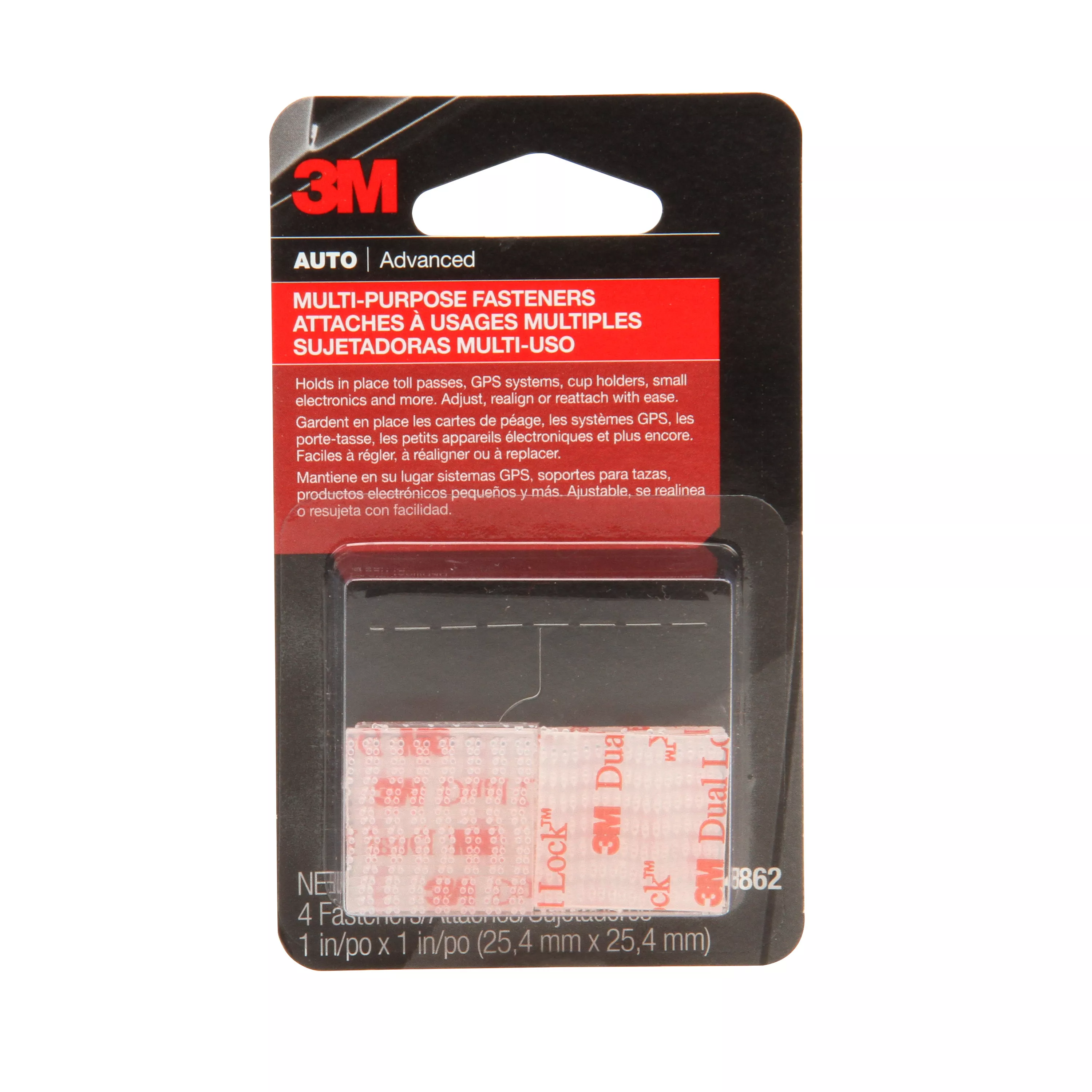 3M™ Dual Lock™ Reclosable Fasteners, 04862, 1 in X 1 in, 4 pair per
pack, 24 per case
