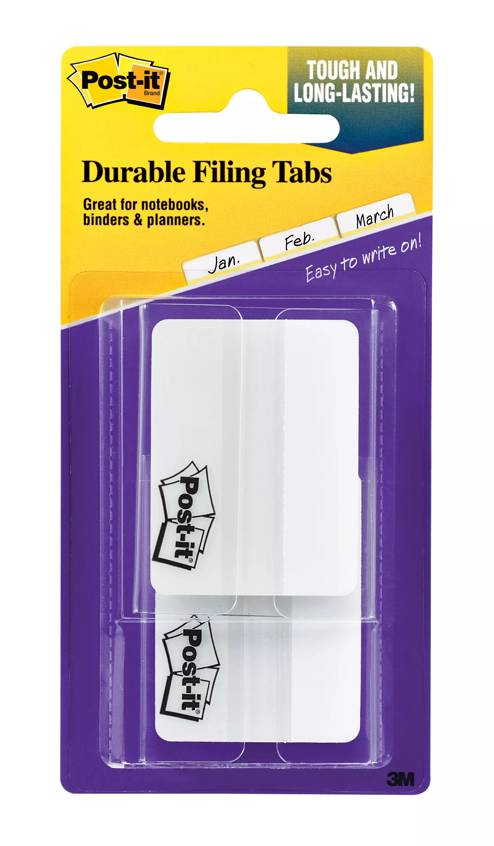 Post-it® Durable Tabs 686F-50WH, 2 in. x 1.5 in. (50,8 mm x 38 mm) White 24pk/cs