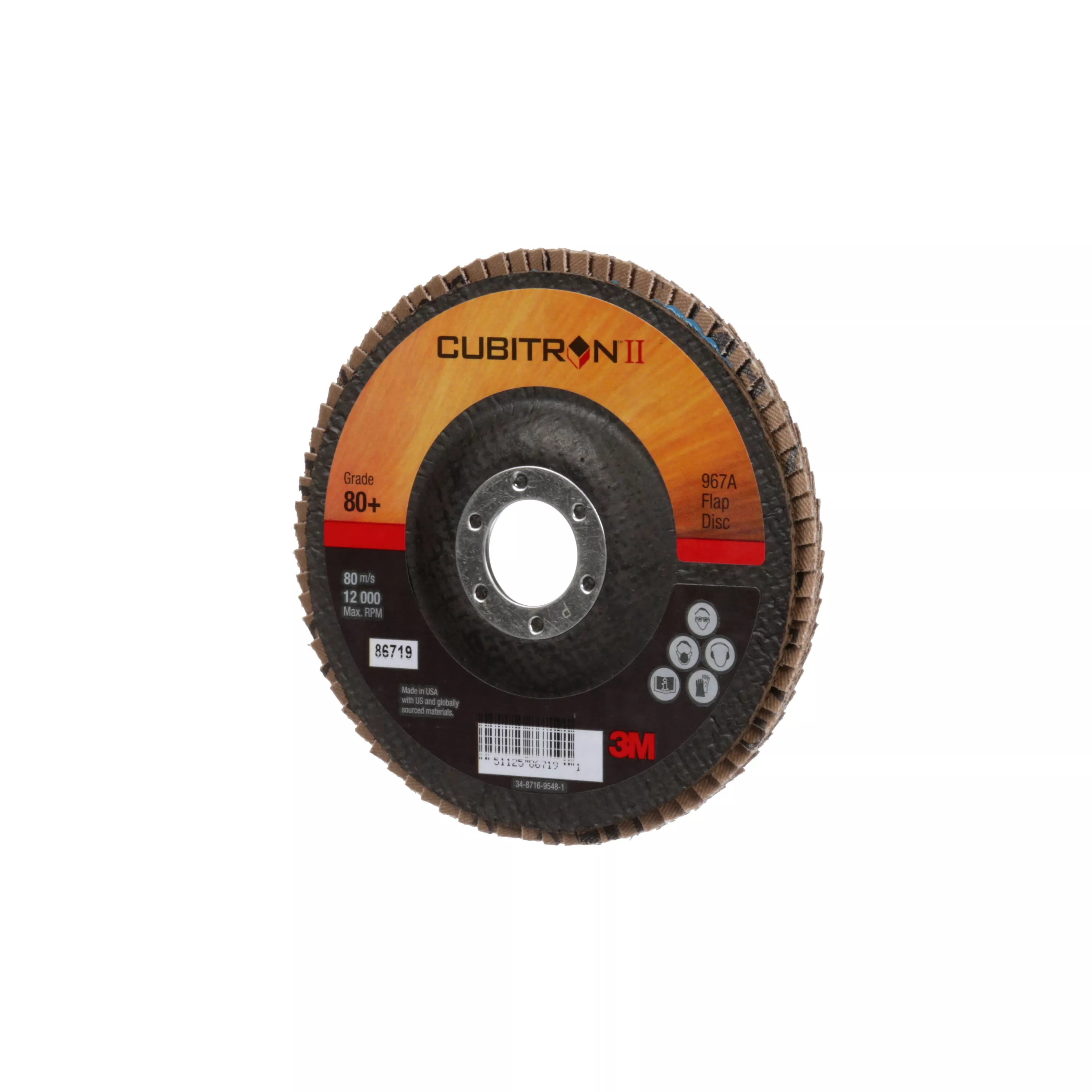 SKU 7000148200 | 3M™ Cubitron™ II Flap Disc 967A