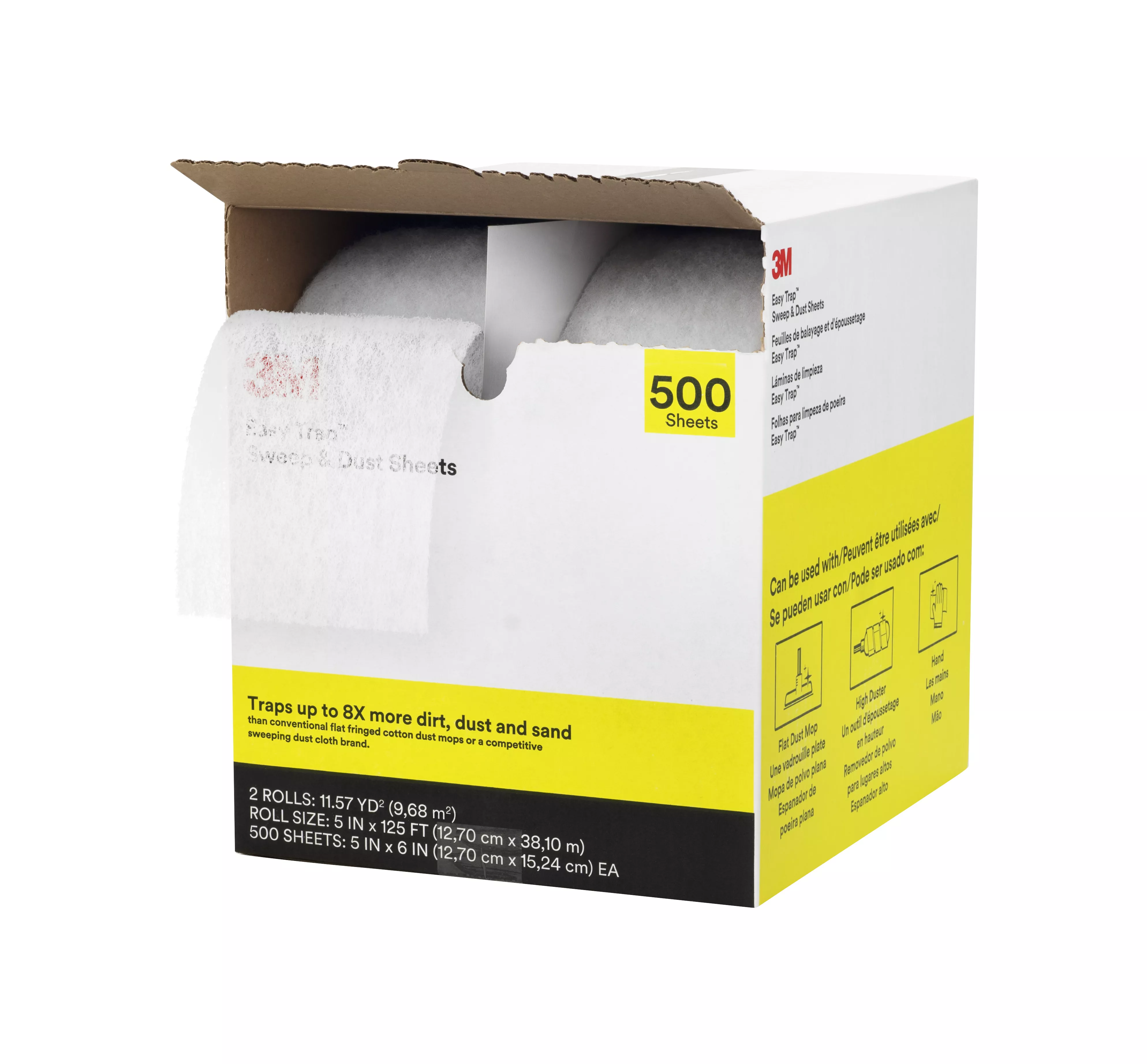 3M™ Easy Trap™ Sweep & Dust Sheets, 5 in x 6 in, 250 Sheets/Roll, 2 Rolls/Case