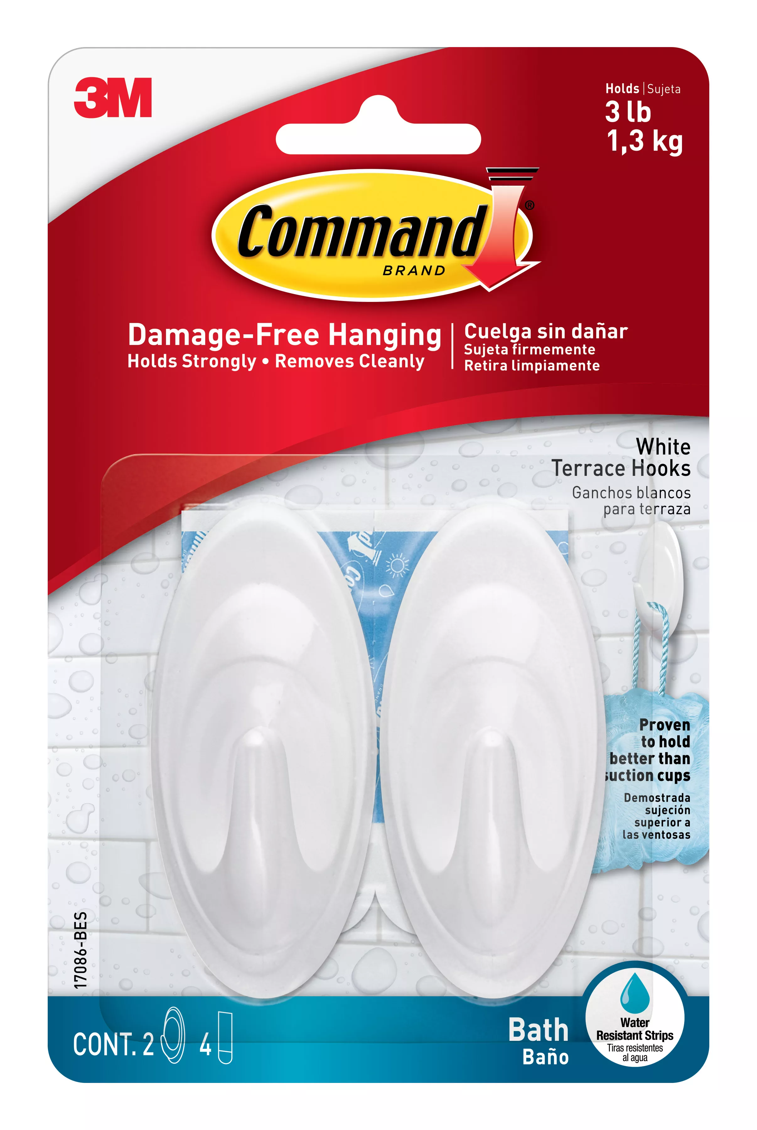 UPC 00051141395210 | Command™ White Terrace Hook with Water-Resistant Strips 17086-BES