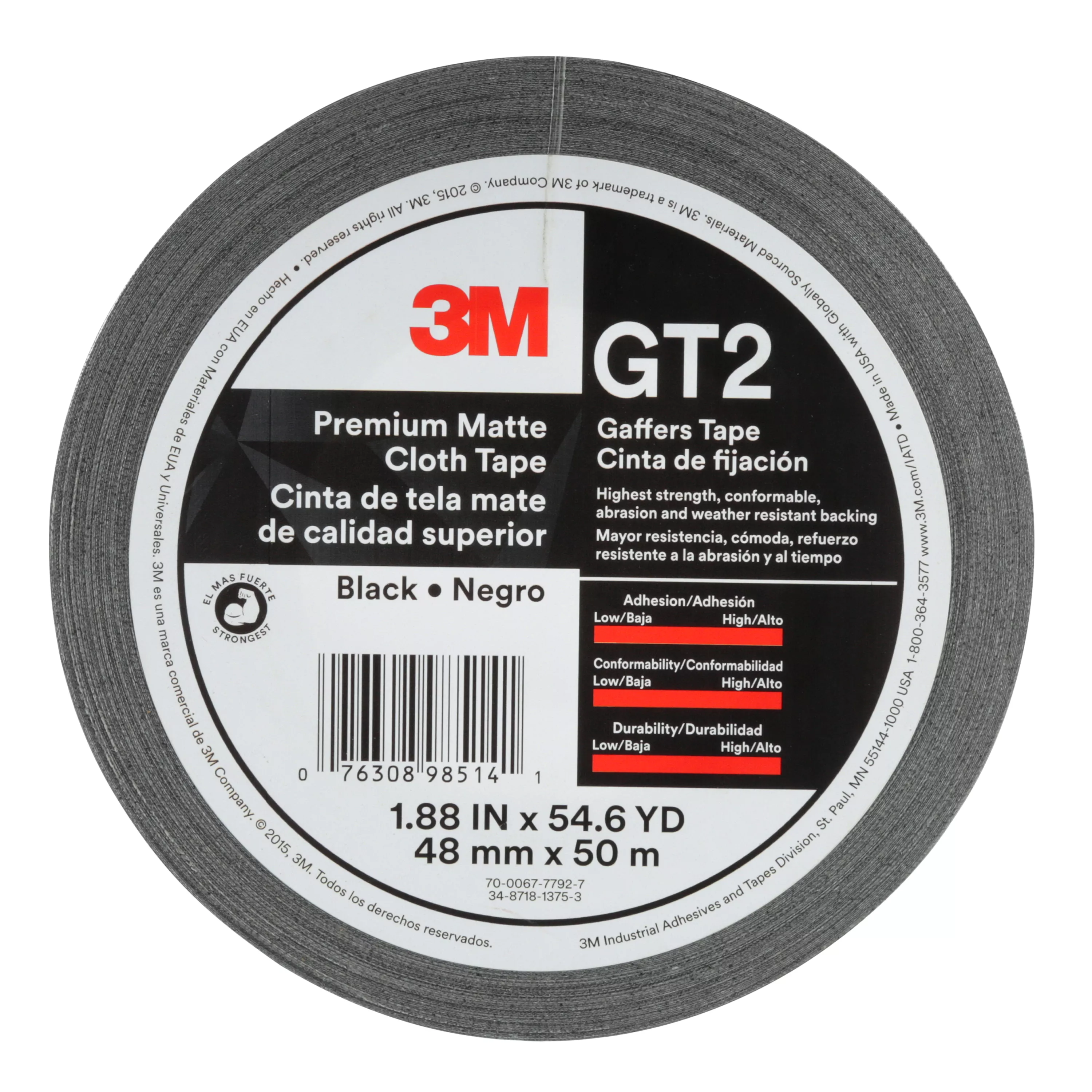 SKU 7010336132 | 3M™ Premium Matte Cloth (Gaffers) Tape GT2