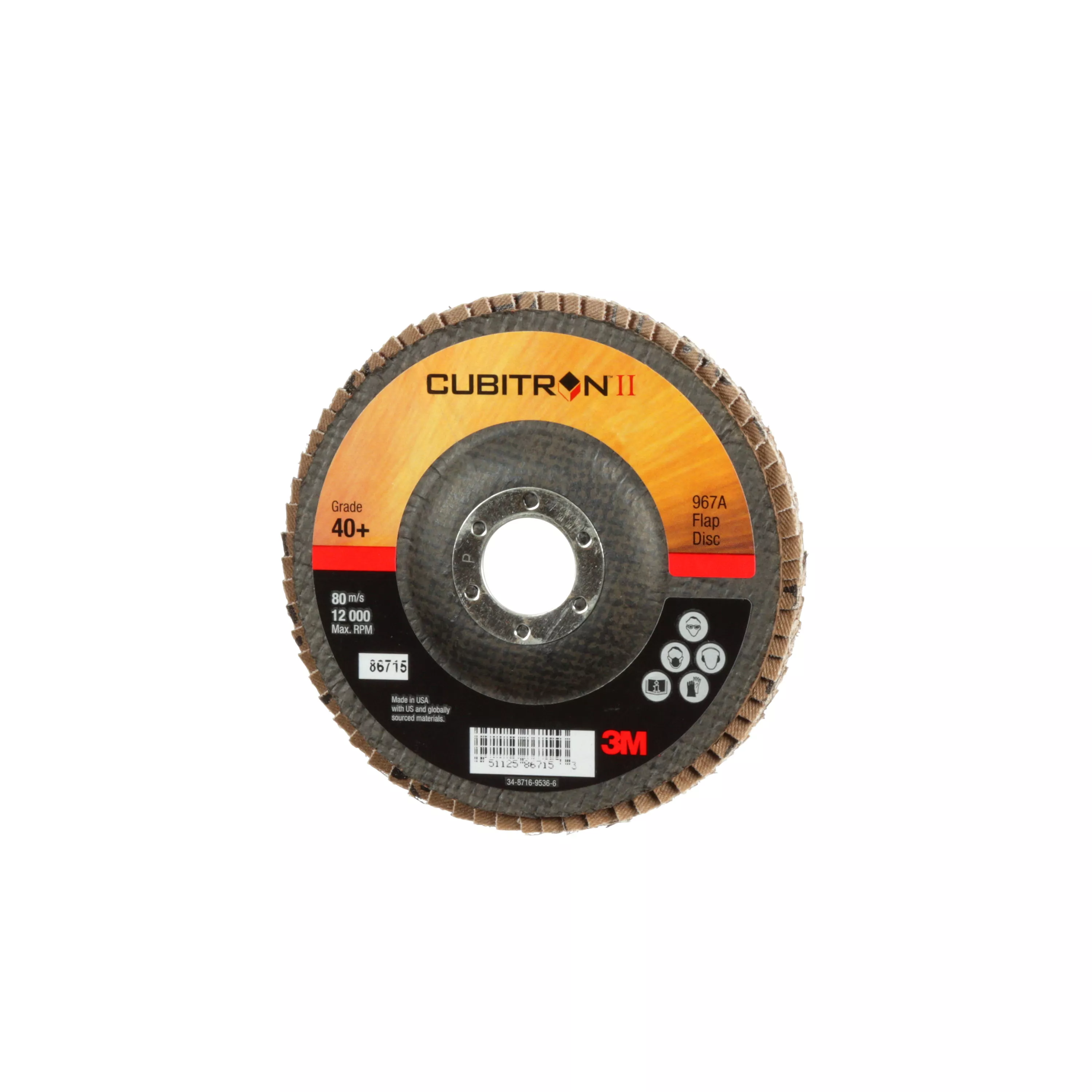 SKU 7000148196 | 3M™ Cubitron™ II Flap Disc 967A
